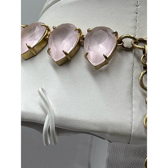 J. Crew Frosted Matte Satin Light Pink Teardrop Rhinestone Full Necklace - Picture 11 of 16